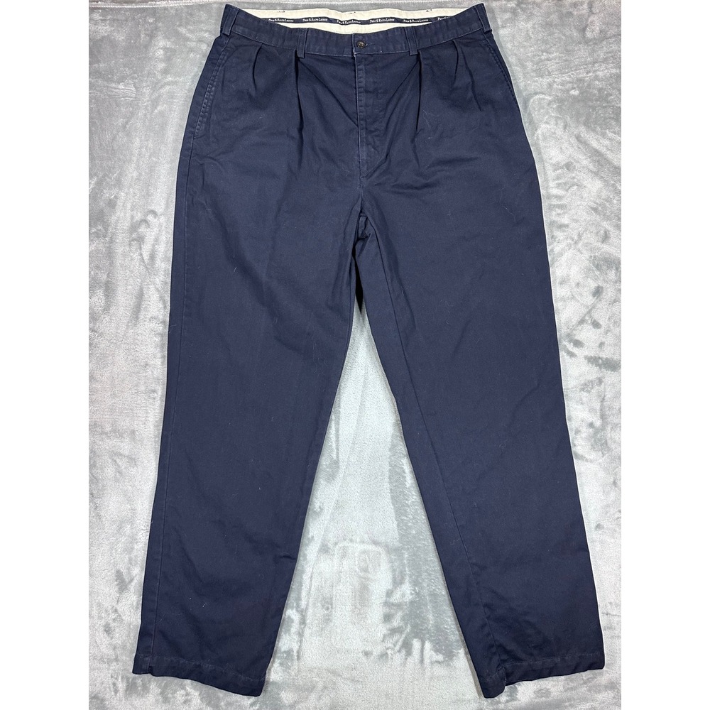 Polo Ralph Lauren Mens Pleated Chino Pants Navy Blue 36x32 Cotton Twill Trousers